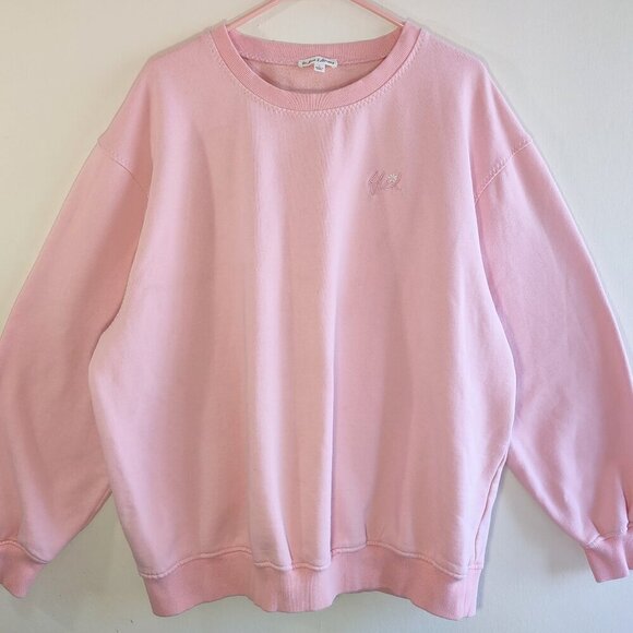 For Love & Lemons Embroidered Daisy Pink Sweatshirt Oversized Women Size Large - Picture 5 of 11